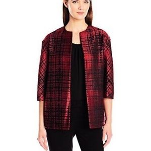Anne Klein Blazer Jacket Boxy Red Topper Open Fron